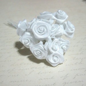 Med. Satin Ribbon Roses - 12