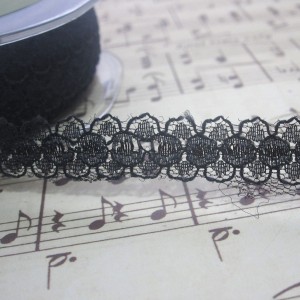 Black Dainty Floral Lace - 1yd