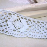 Aged Lt. Blue Crocheted Lace -1yd